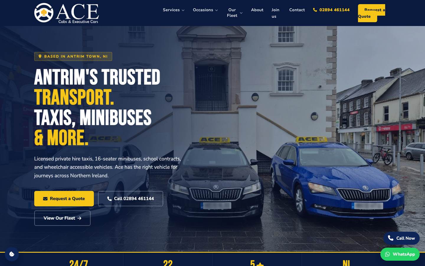 Ace Executive website on a desktop screen