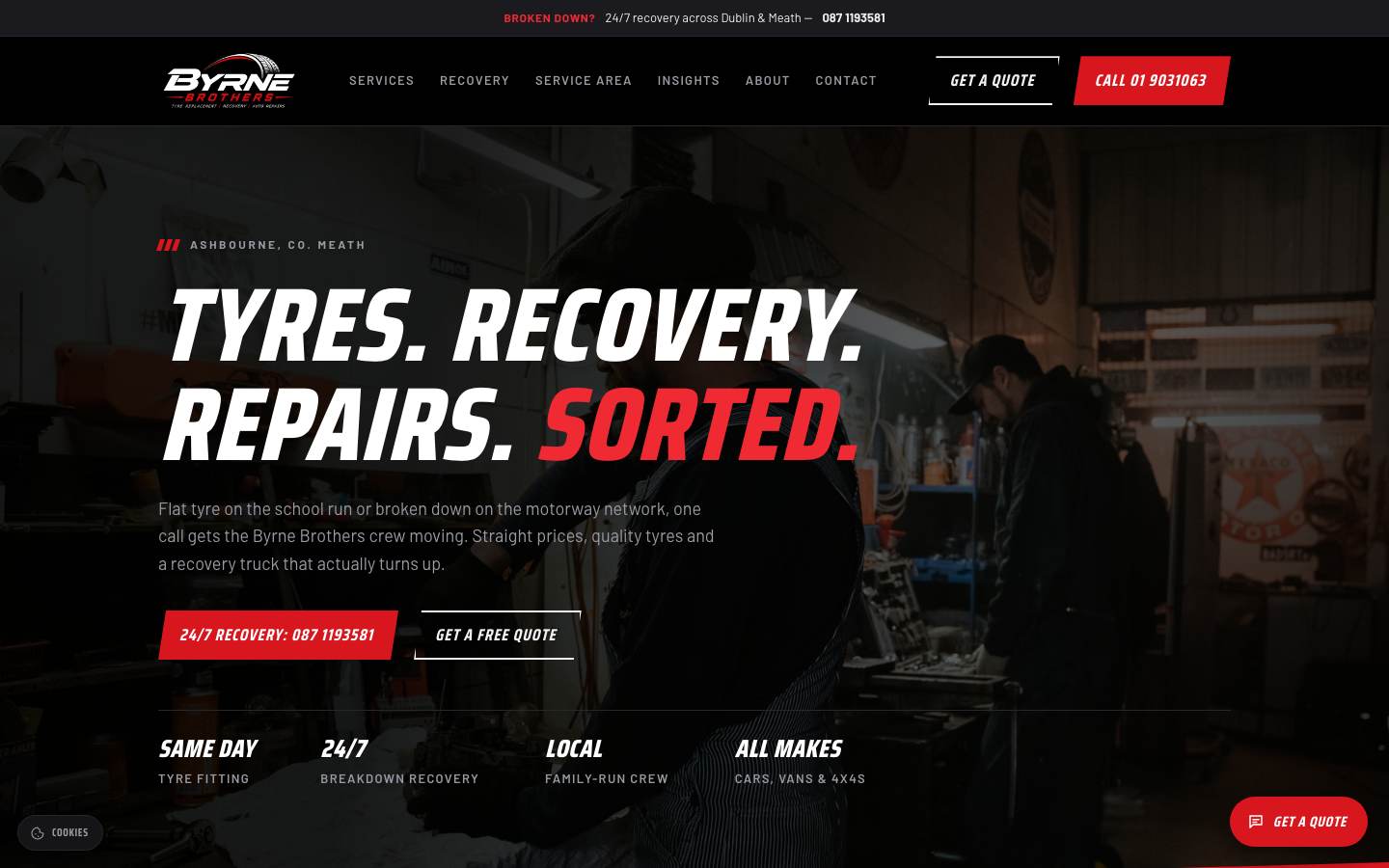 Byrne Brothers website on a desktop screen