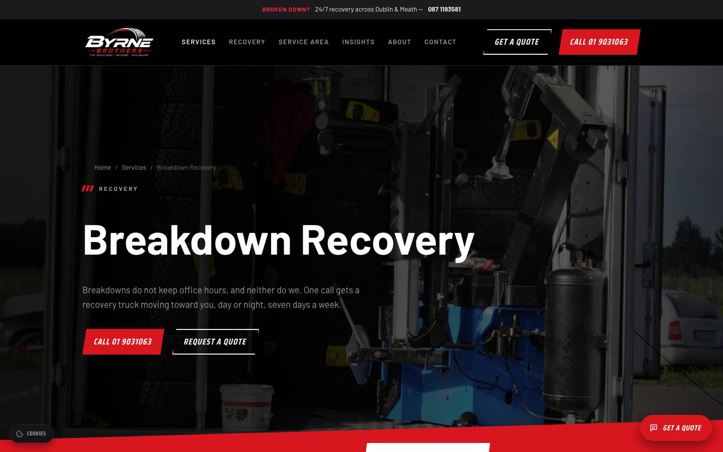Byrne Brothers 24/7 breakdown recovery across Dublin and Meath