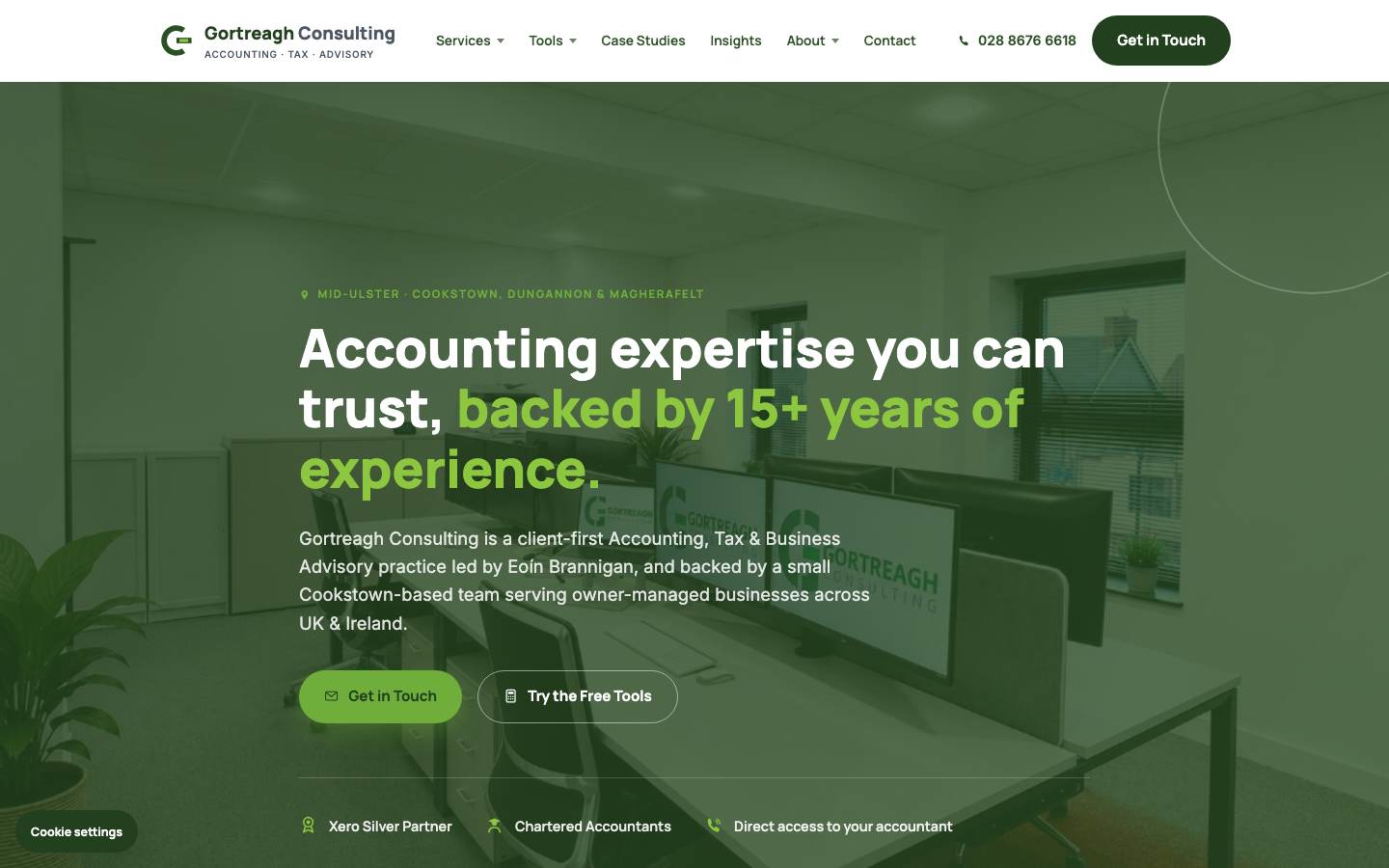 Gortreagh Consulting website on a desktop screen