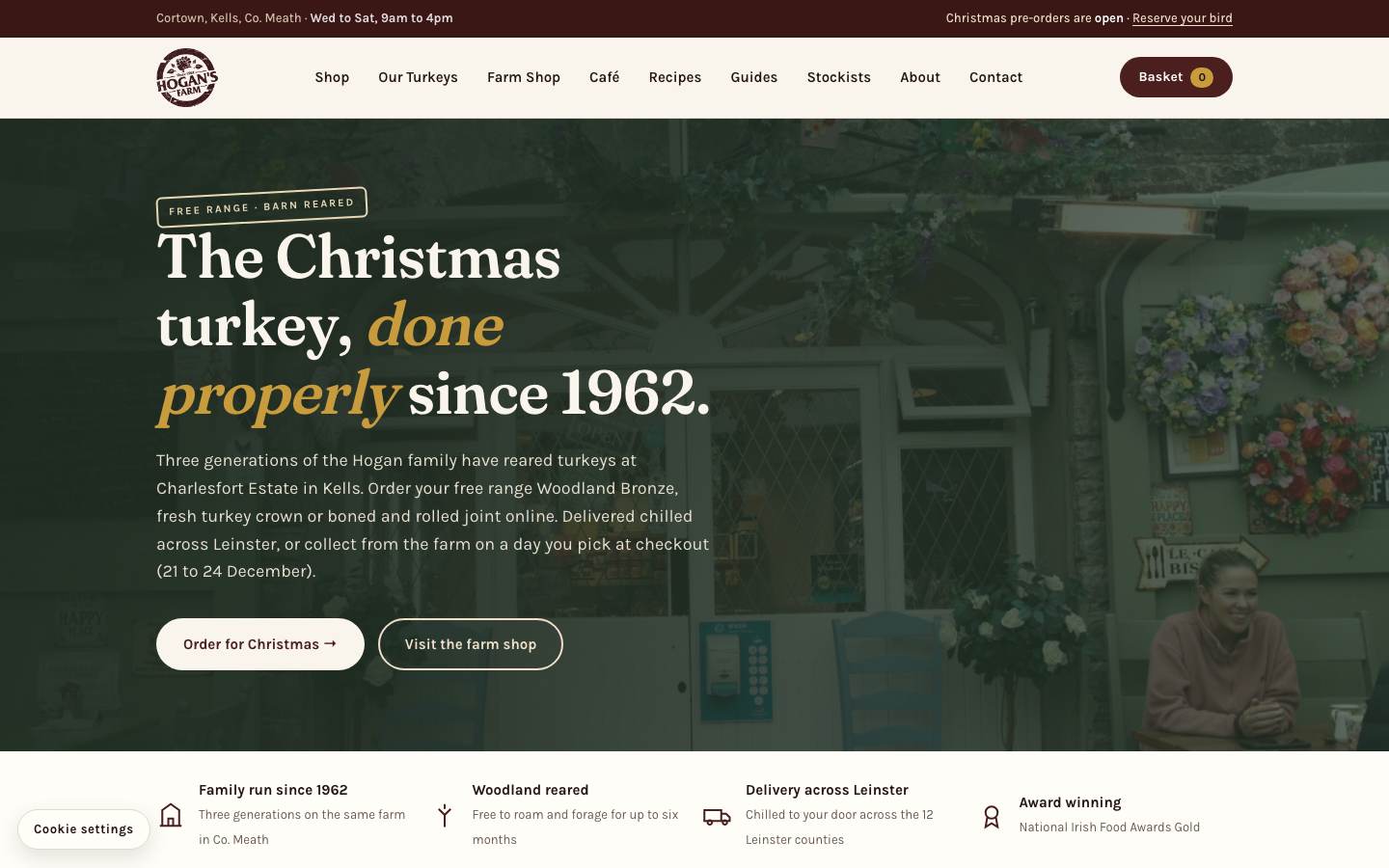 Hogan's Farm website on a desktop screen