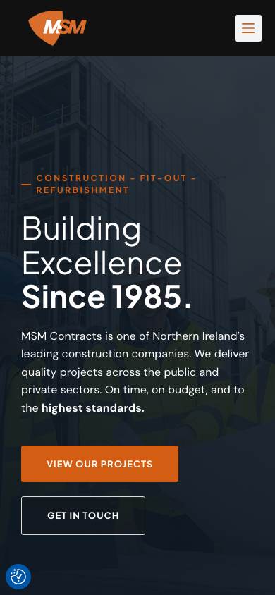 MSM Contracts website on a phone