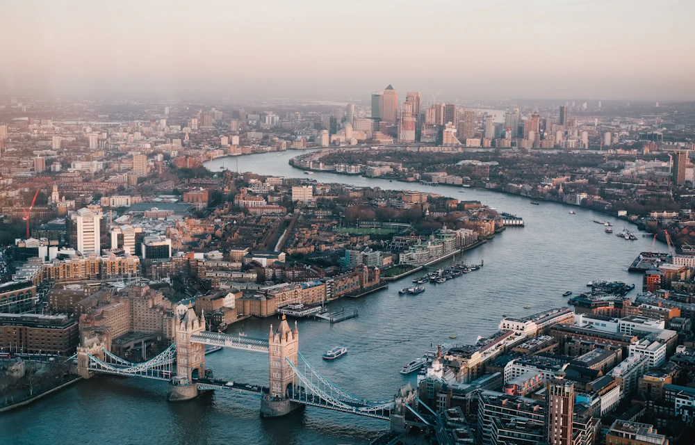 Aerial view of London and the Thames