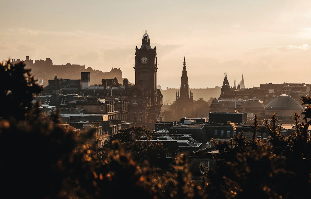 The Edinburgh skyline at dusk